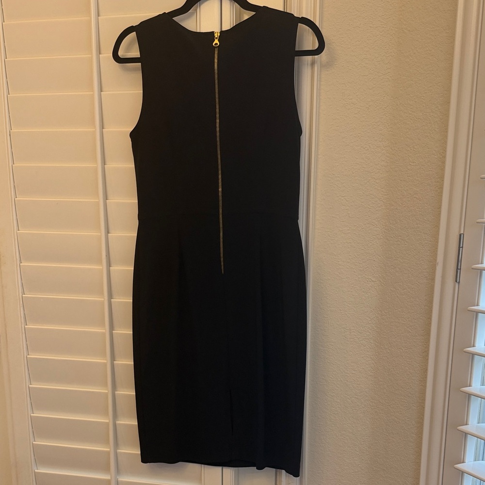 Joseph Ribkoff Black Dress with Faux Leather Bodice & Gold Grommet Details - Picture 5 of 5